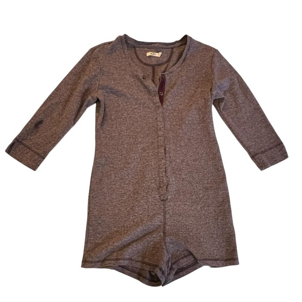 UGG Purple Snap Front Quarter Sleeve Lounge Romper